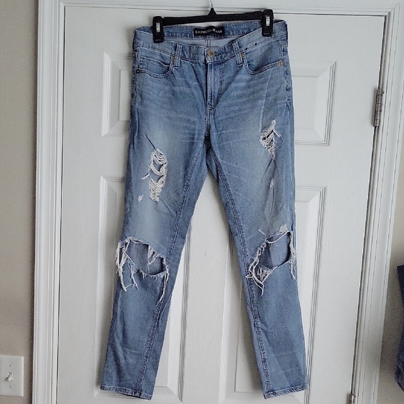 Express Jeans Girlfriend Distressed Jeans - Picture 1 of 12